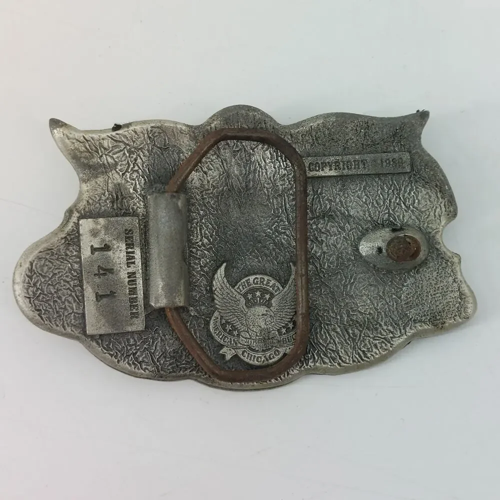 Vintage Lone Star Texas Belt Buckle Great American Red